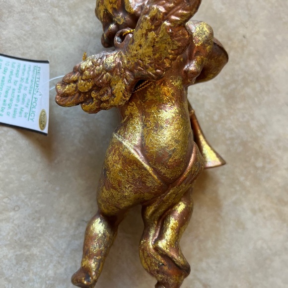 (5) NWT Gold cherub angel w trumpet Christmas hanging ornaments 7” h x 4.5” wide - Picture 8 of 15